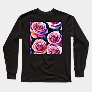 Watercolor rose pattern design Long Sleeve T-Shirt